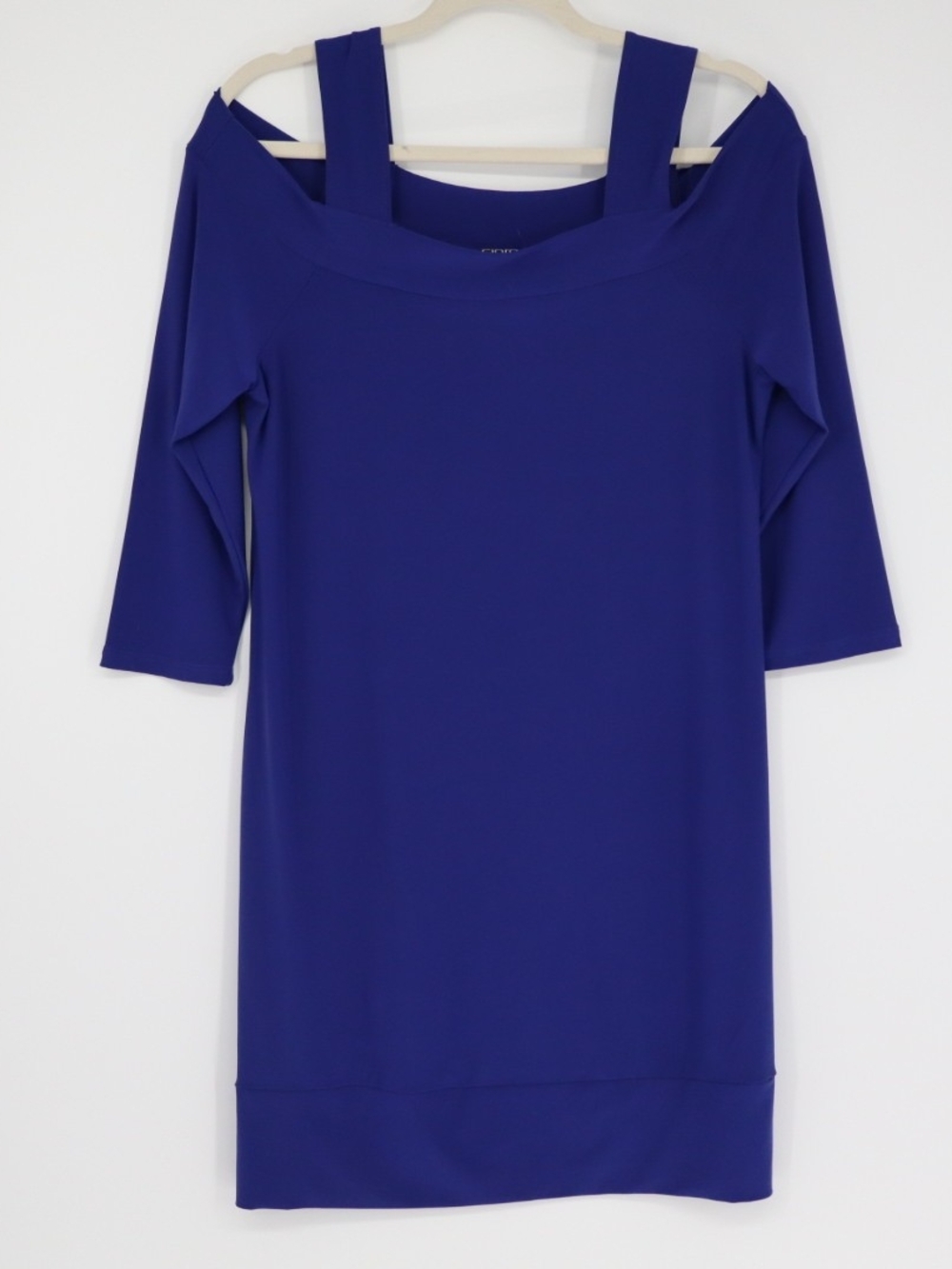 Clara Sun Woo Women's Royal Blue Cold Shoulder Dress Size Medium 3/4 Sleeve